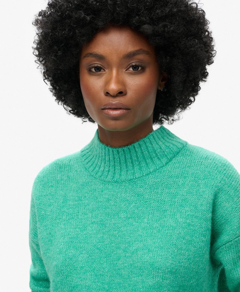 womens Essential Mock Neck Jumper in LAGUNA GREEN | Superdry US