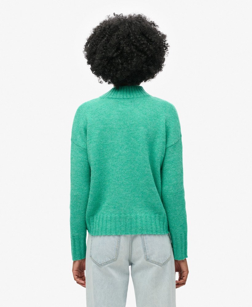 womens Essential Mock Neck Jumper in LAGUNA GREEN | Superdry US