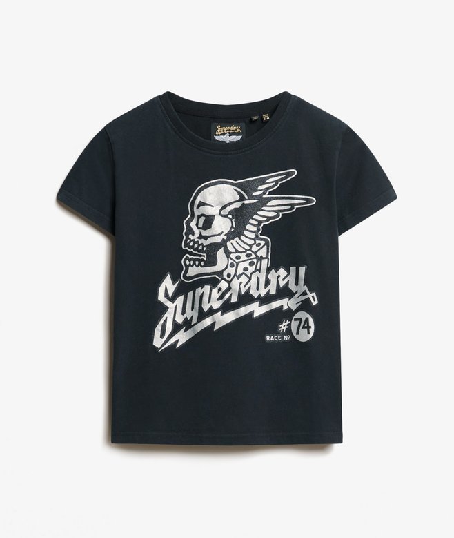 Embellished Poster Fitted T-Shirt