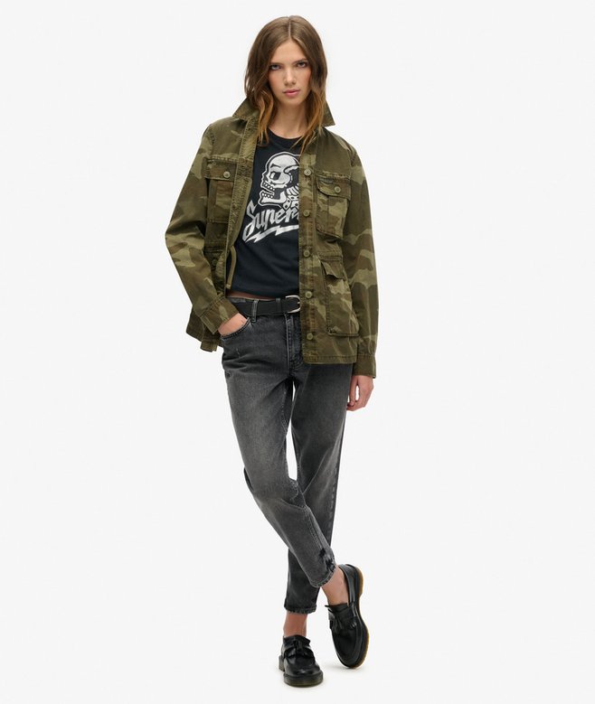 Embellished Poster Fitted T-Shirt