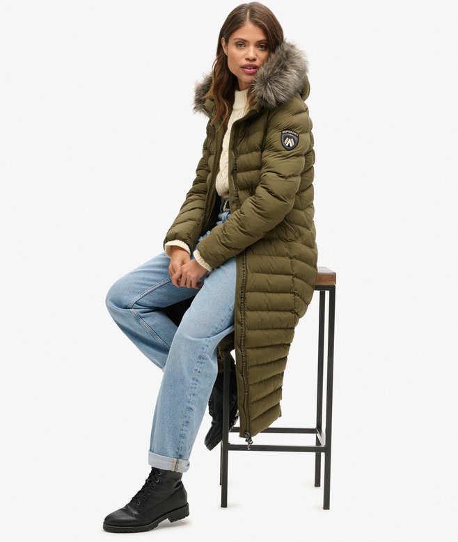 Fuji Faux Fur Hooded Longline Jacket