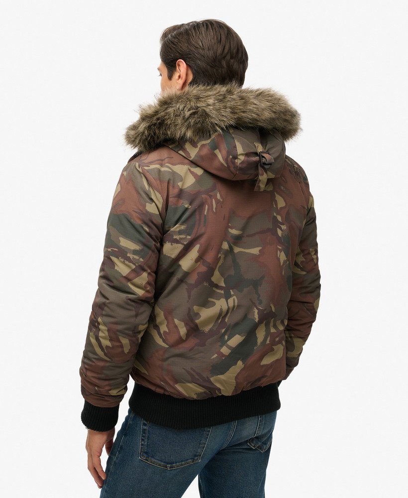 mens Hooded Everest Puffer Bomber Jacket in ARMY CAMO | Superdry CA-EN