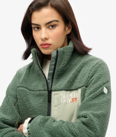 Veste Polaire Femme Superdry - Coupe Ajustée, Fermeture éclair Intégrale, Sherpa Extérieur, Doublure Douce