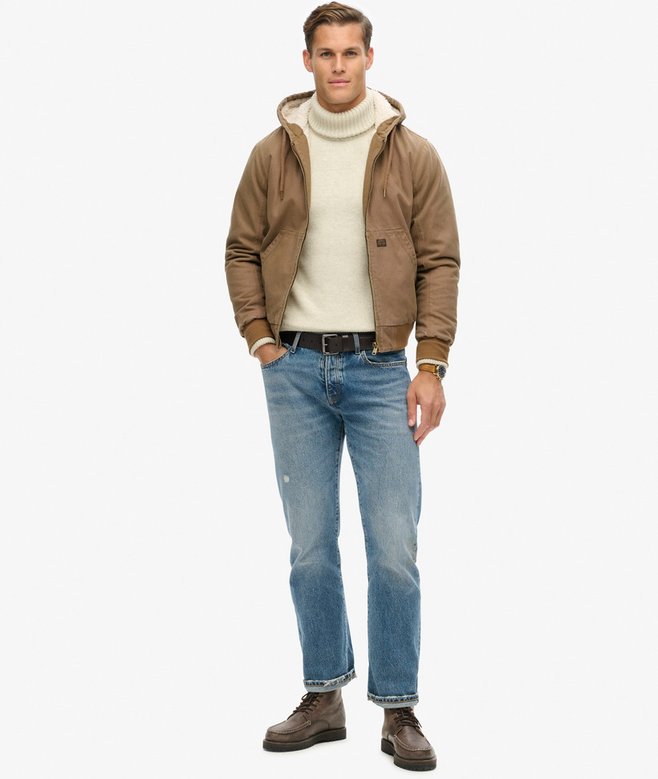 Vintage Workwear Hooded Bomber Jacket