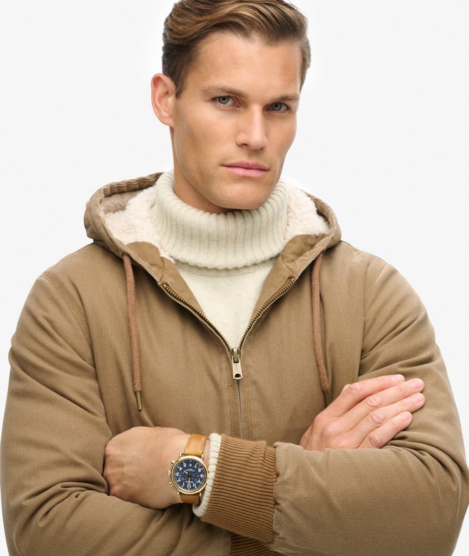 Vintage Workwear Hooded Bomber Jacket