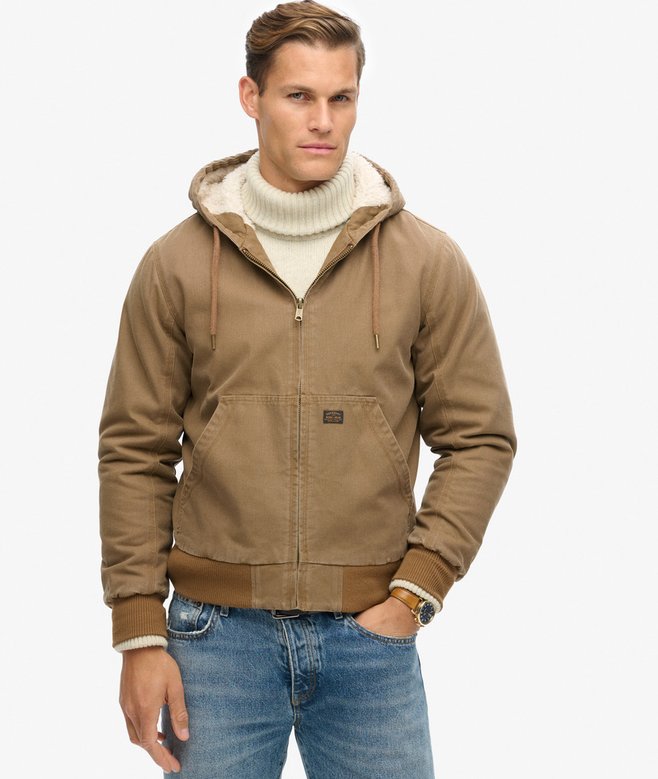 Vintage Workwear Hooded Bomber Jacket