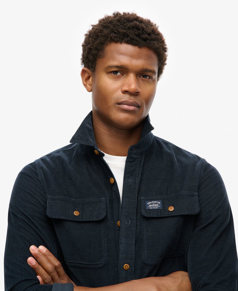 mens Corduroy Workwear Shirt in Eclipse Navy | Superdry US