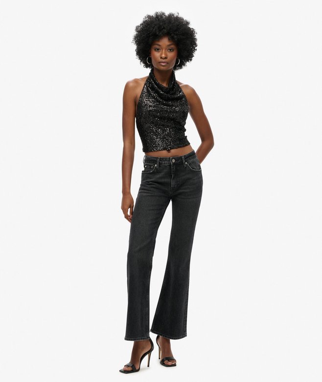 Cowl Halter Neck Sequin Top