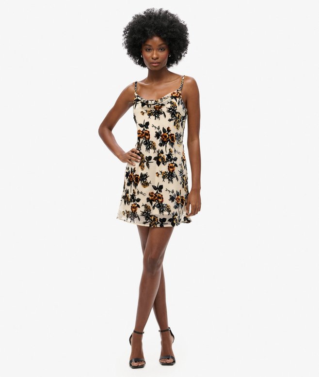 Devore Cowl Neck Mini Slip Dress