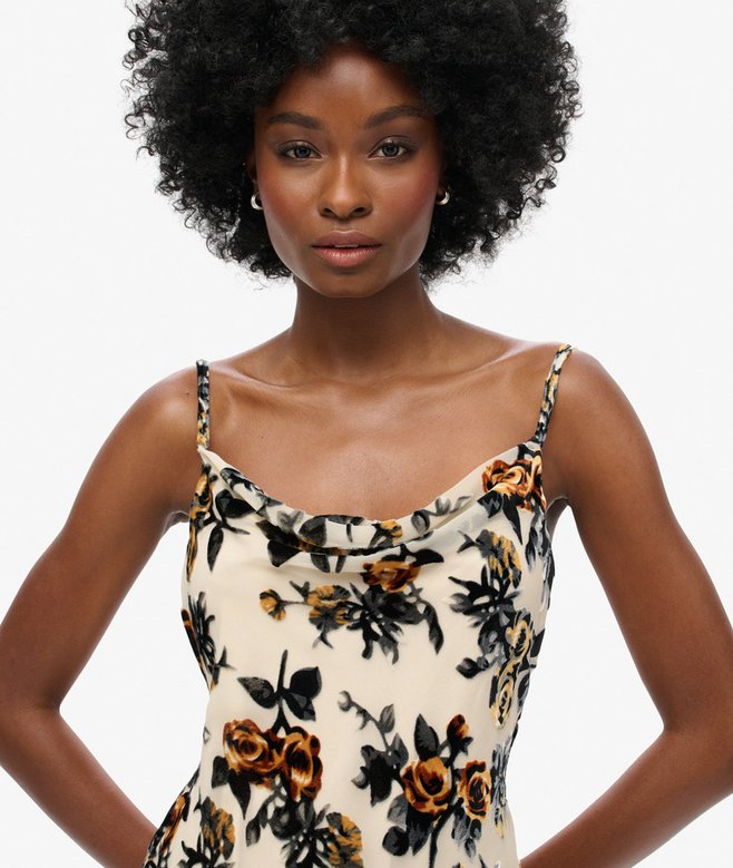 Devore Cowl Neck Mini Slip Dress
