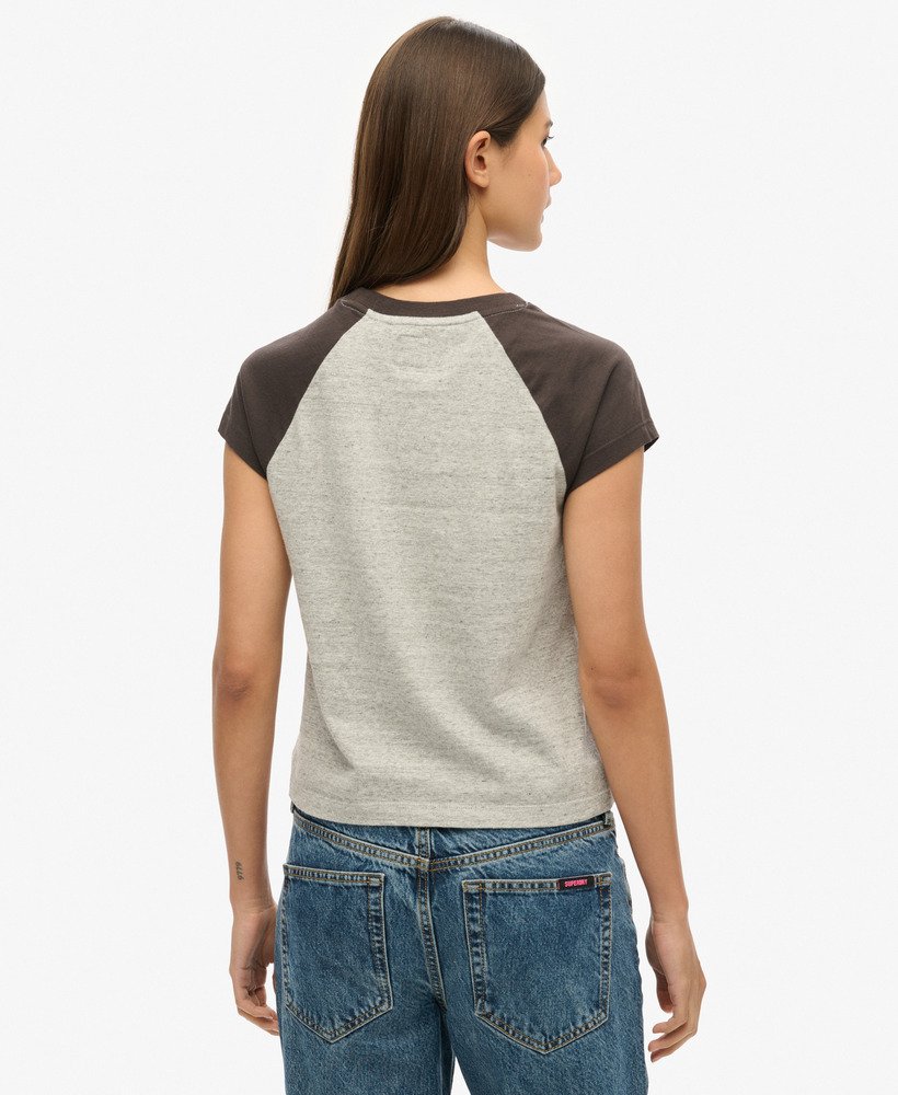 womens Organic Cotton Essential Logo Raglan T-Shirt in BISON BLACK ...