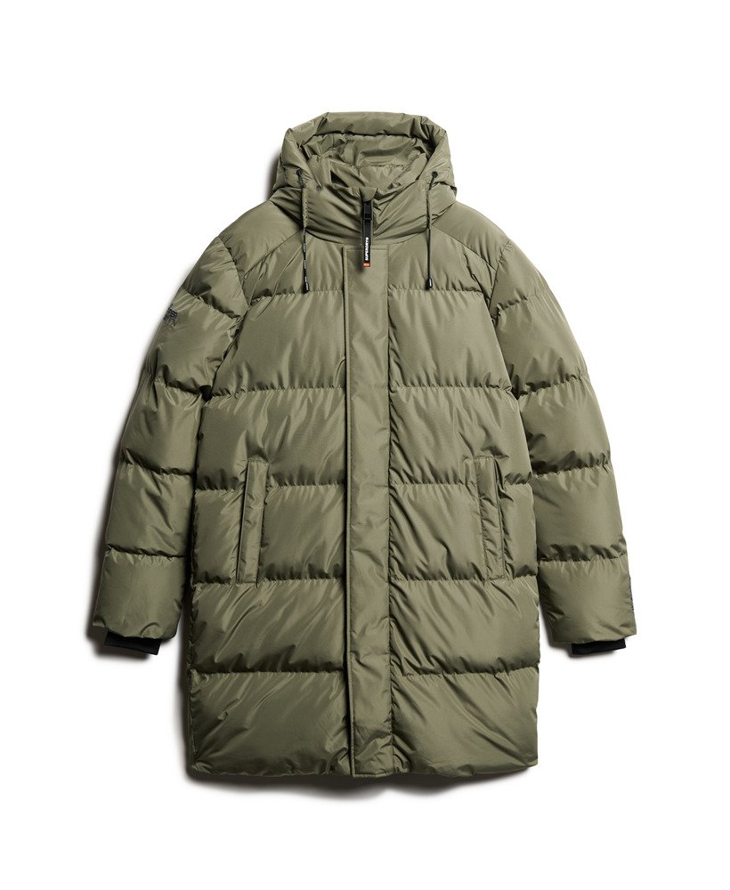 mens Hooded Sports Puffer Coat in Dusty Olive Green | Superdry CA-EN