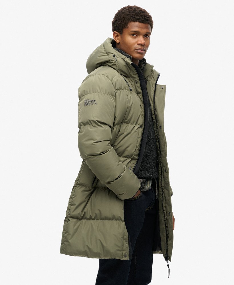 mens Hooded Sports Puffer Coat in Dusty Olive Green | Superdry CA-EN