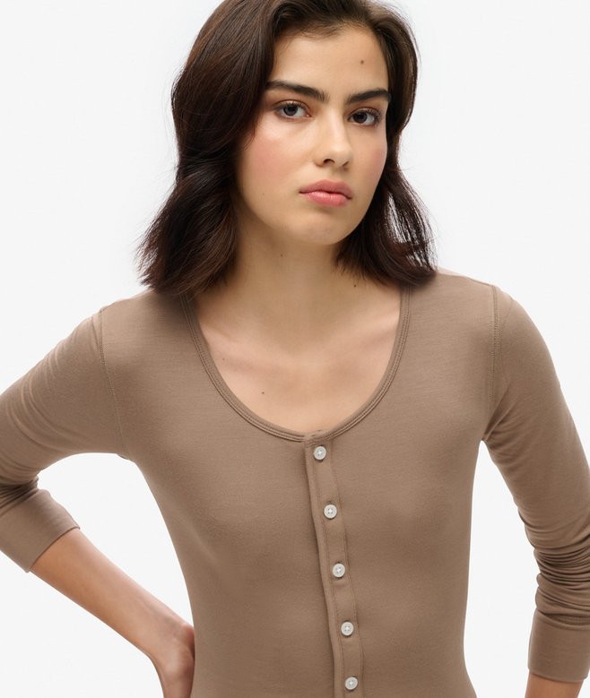 Half Button Midi Dress