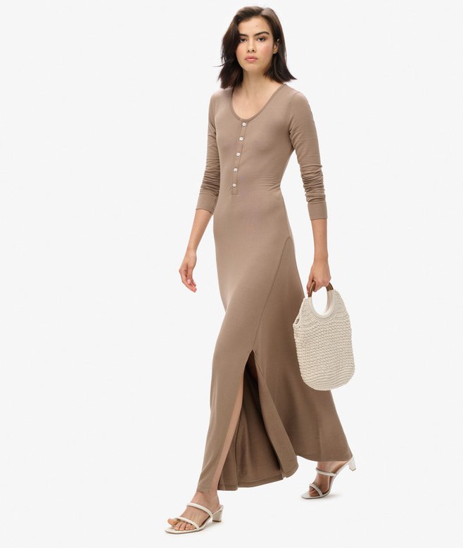 Half Button Midi Dress