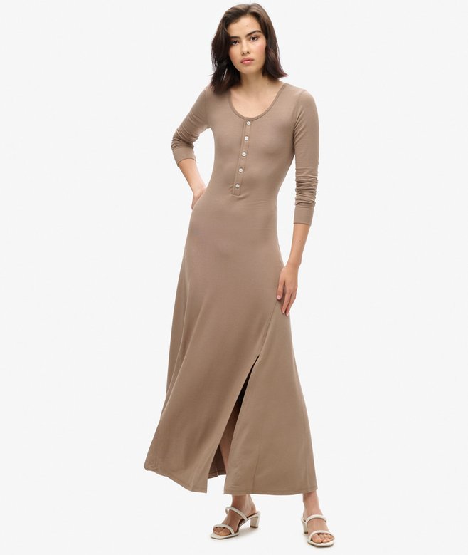 Half Button Midi Dress