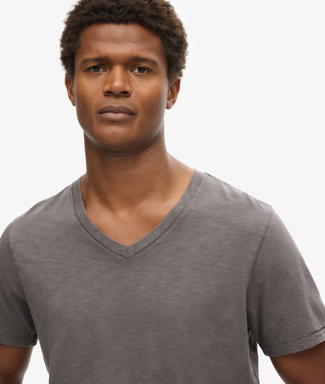 mens V-Neck Slub Short Sleeve T-Shirt in DARK GREY | Superdry UK