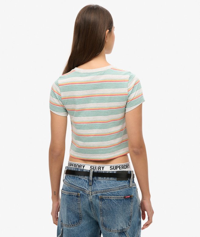 Vintage Stripe Crop T-Shirt