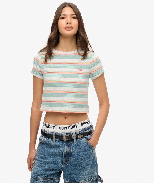 Vintage Stripe Crop T-Shirt