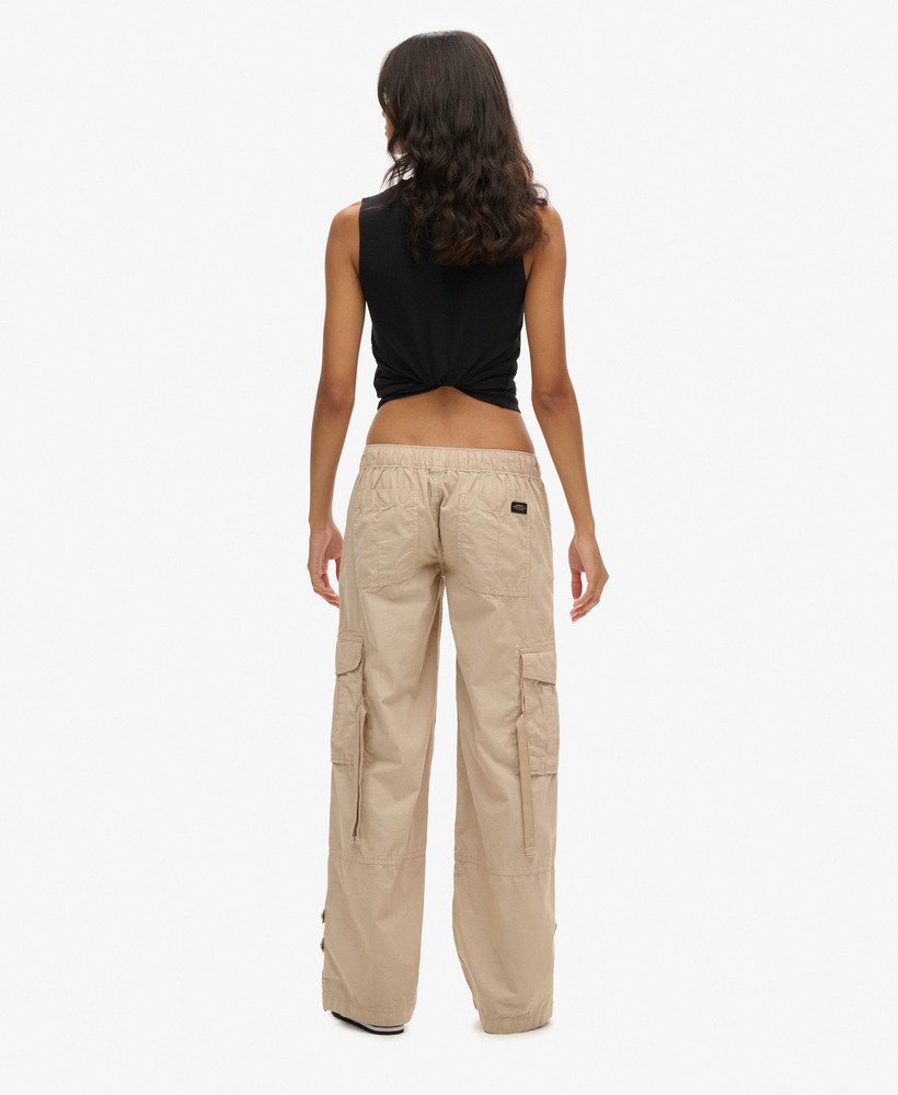 womens Low Rise Wide Leg Cargo Pants in STONE WASH | Superdry US