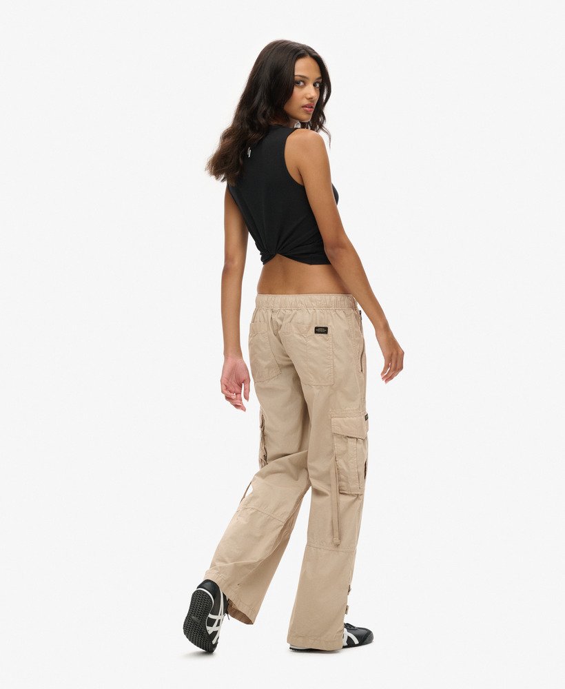 womens Low Rise Wide Leg Cargo Pants in STONE WASH | Superdry US