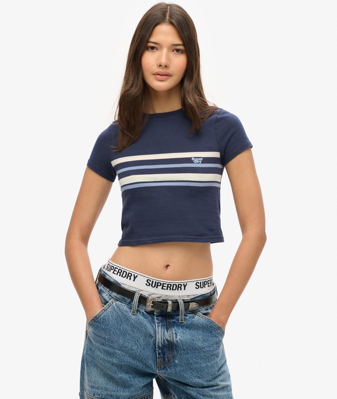 Vintage Stripe Crop T-Shirt