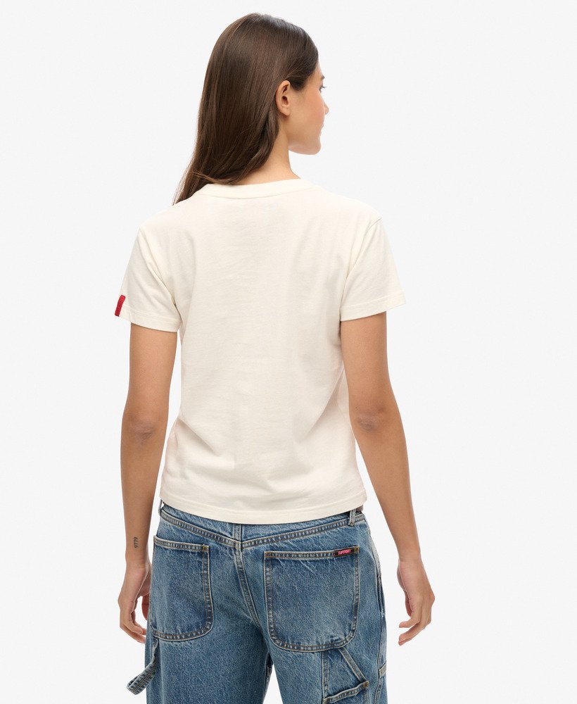 womens Osaka 6 Cracked Print 90s T-Shirt in WINTER WHITE