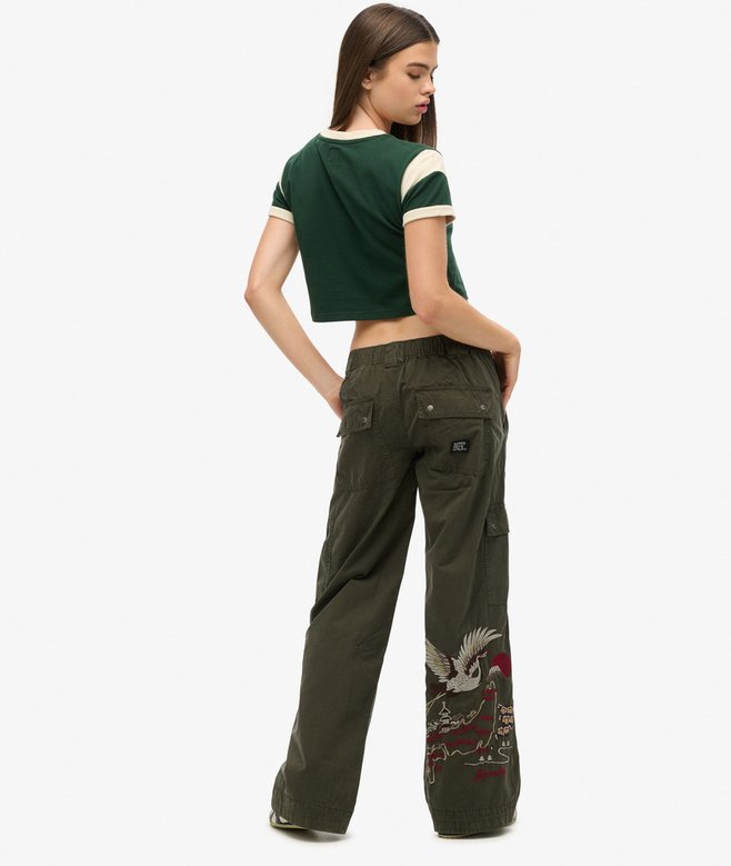 Low Rise Embroidered Cargo Pants