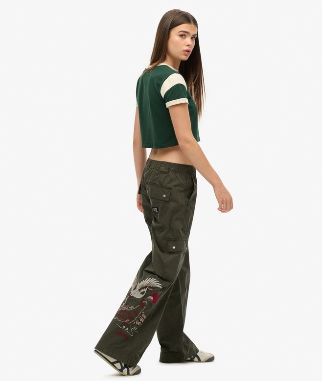 Low Rise Embroidered Cargo Pants