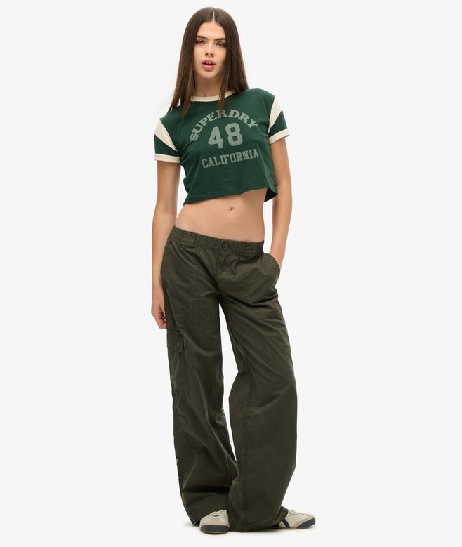 Low Rise Embroidered Cargo Pants