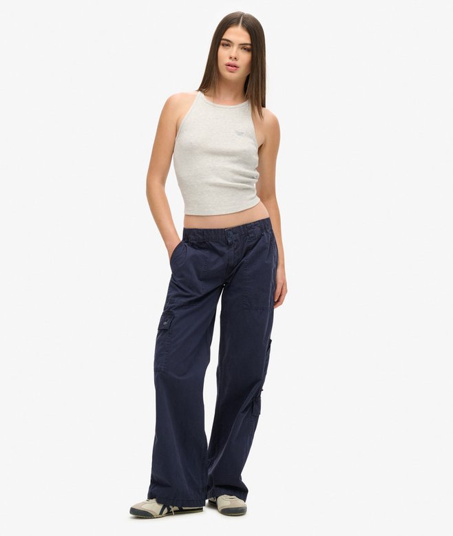 Low Rise Embroidered Cargo Pants