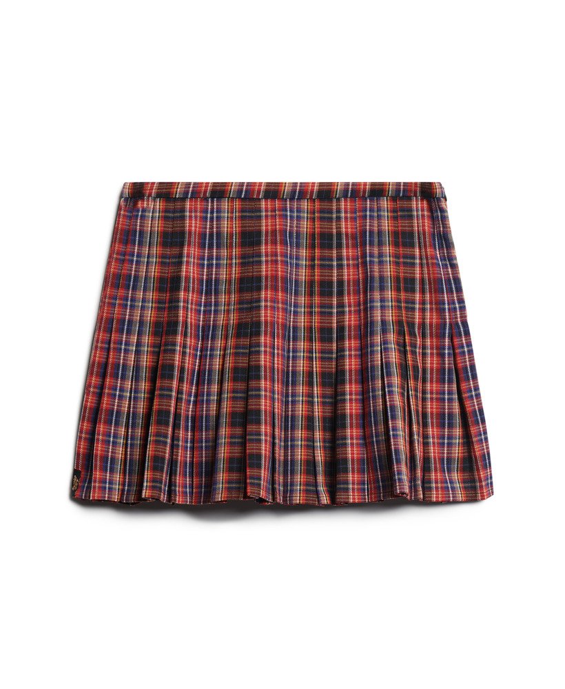 womens Mid Rise Check Mini Skirt in Red Blue Yellow Check