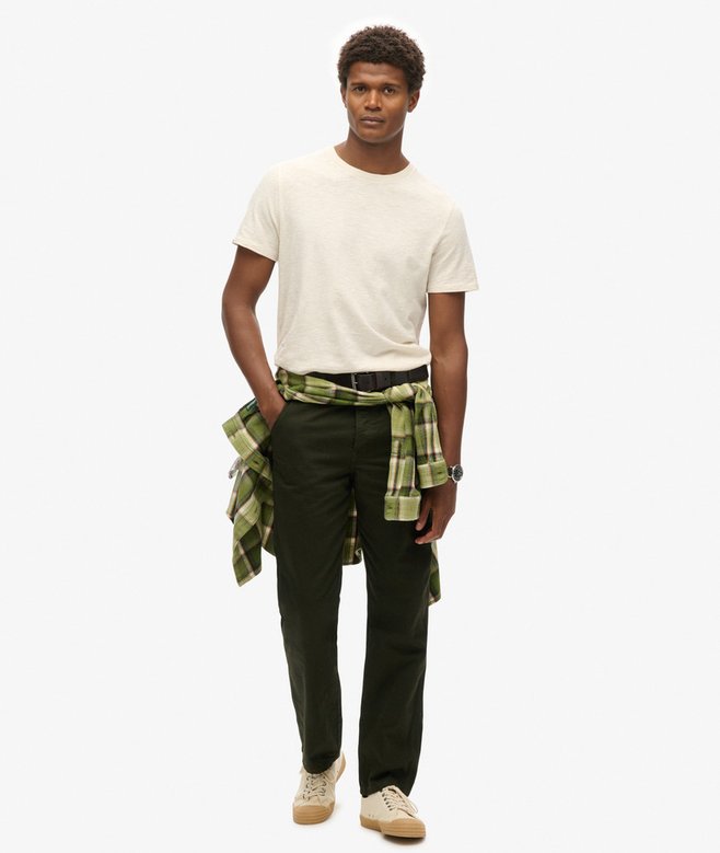 Crew Neck Slub Short Sleeved T-shirt