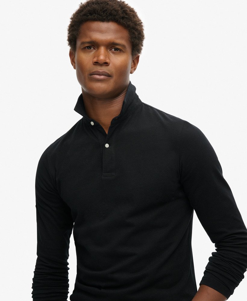 【新品】tuesmontresor Long-Sleeve Polo Shirt mens Studios Long Sleeve Jersey Polo Shirt in Black | Superdry CA-EN