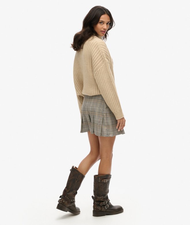 Vintage Tweed Pleat Mini Skirt