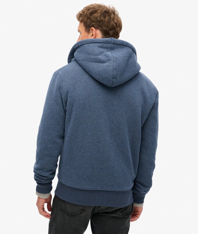 Superdry Felpa Con Cappuccio E Zip Uomo, Modello Eclipse Navy, Taglia L, Foderata In Morbido Pile Borg - 2