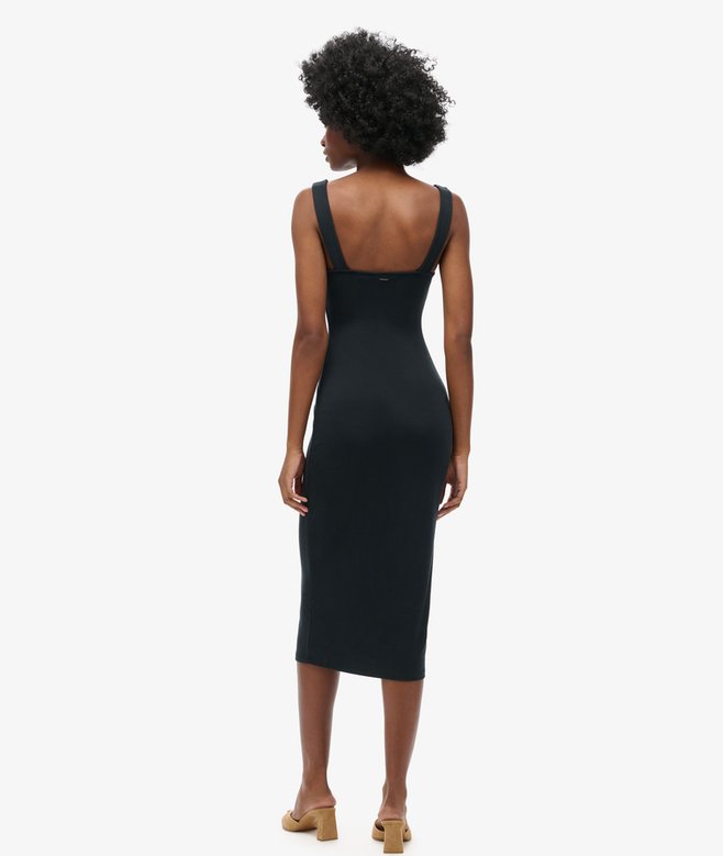 Square Neck Jersey Midi Dress