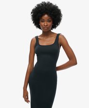 Jersey midi-jurk met vierkante hals
