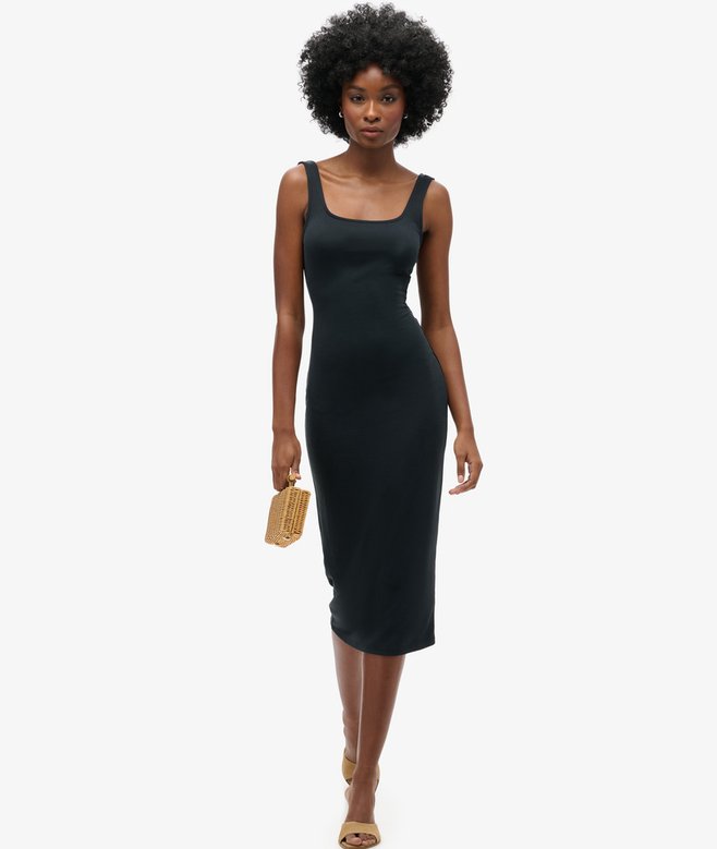 Square Neck Jersey Midi Dress