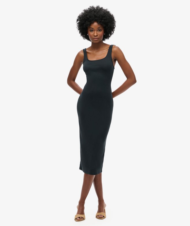 Square Neck Jersey Midi Dress