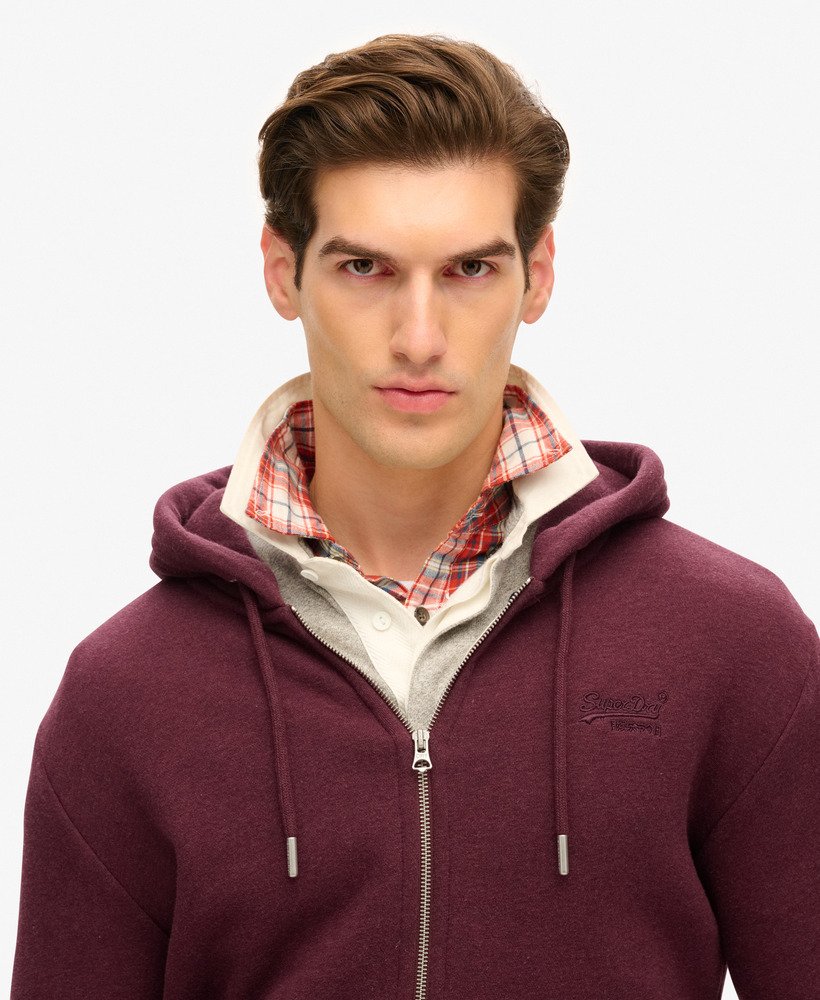mens Essential Logo Zip Hoodie in Track Burgundy Marl | Superdry CA-EN