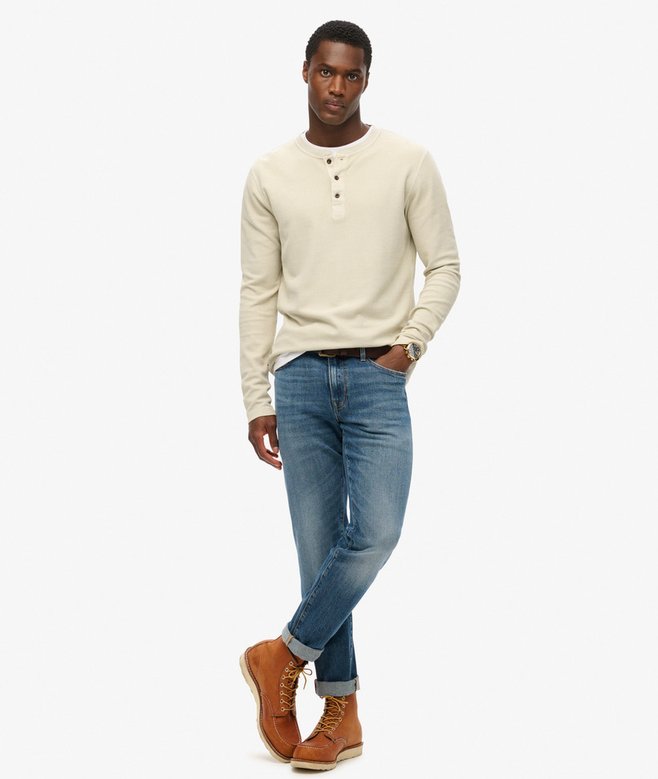 Waffle Long Sleeve Half Button Top