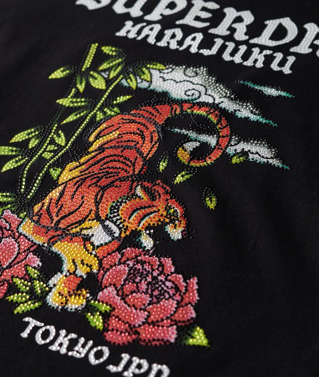 Tattoo Rhinestone Fitted T-Shirt