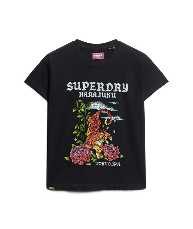Tattoo Rhinestone Fitted T-Shirt