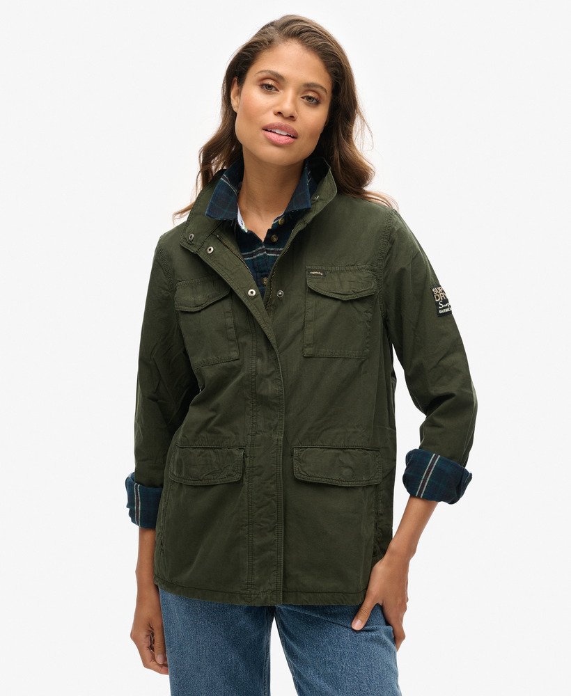 SUPERDRY INTERNATIONAL M65ジャケット womens M65 Embellished Military Jacket in Dark Khaki