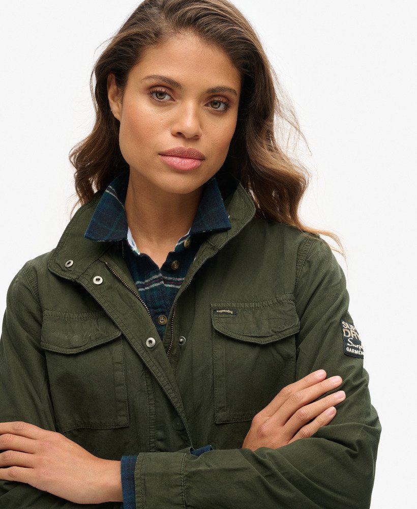 womens M65 Embellished Military Jacket in Surplus Goods Olive