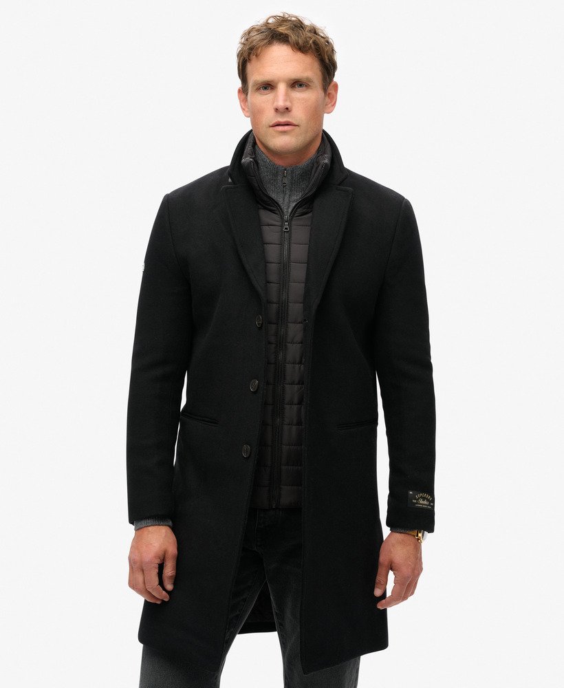 mens Two In One Wool Overcoat in Black | Superdry IE