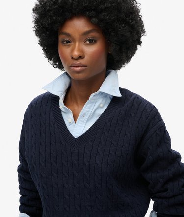 Oversized V Neck Cable Knit Jumper Image 3
