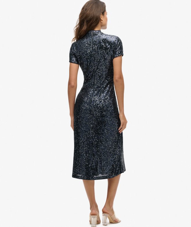 Mandarin Sequin Midi Dress