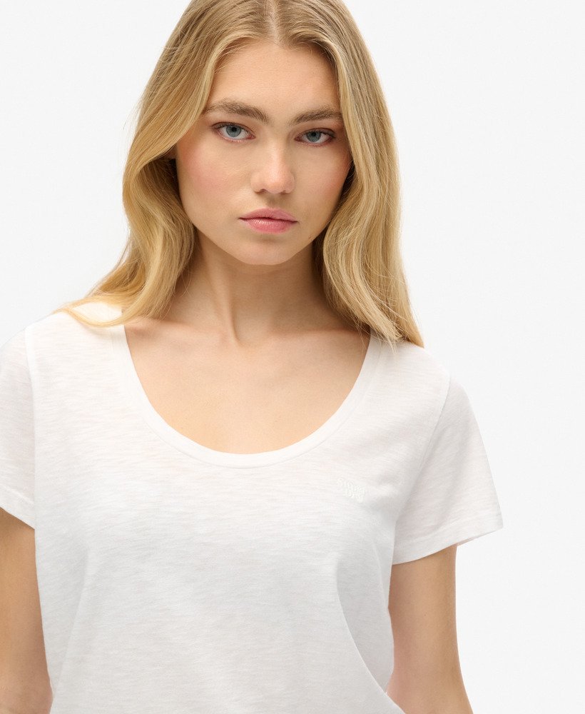womens Organic Cotton Studios Pocket V-Neck T-Shirt in Rouge Red | US